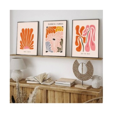 Arte de pared abstracto de Henri Matisse, póster de color de mercado de flores, pintura de lienzo botánico naranja, decoración n