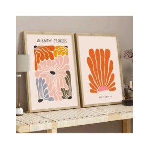 Arte de pared abstracto de Henri Matisse, póster de color de mercado de flores, pintura de lienzo botánico naranja, decoración n