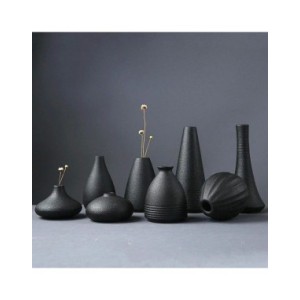 Florero pequeño de cerámica negra para decoración del hogar, artesanía, adorno de mesa, simplicidad, decoración de estilo japoné Florero pequeño de cerámica negra para decoración del hogar, artesanía, adorno de mesa, simplicidad, decoración de estilo japoné