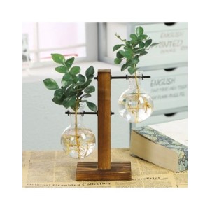 Macetero de escritorio de vidrio creativo, florero de bombilla, soporte de madera, contenedor de plantas hidropónicas, jarrones  Macetero de escritorio de vidrio creativo, florero de bombilla, soporte de madera, contenedor de plantas hidropónicas, jarrones