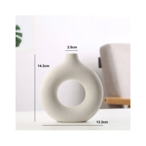 Jarrón nórdico Circular hueco de cerámica, Donuts, maceta para el hogar, accesorios de decoración para habitaciones de estar, In