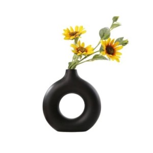 Jarrón nórdico Circular hueco de cerámica, Donuts, maceta para el hogar, accesorios de decoración para habitaciones de estar, In Jarrón nórdico Circular hueco de cerámica, Donuts, maceta para el hogar, accesorios de decoración para habitaciones de estar, In