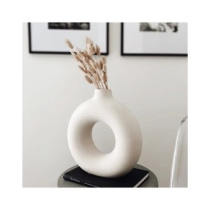 Jarrón nórdico Circular hueco de cerámica, Donuts, maceta para el hogar, accesorios de decoración para habitaciones de estar, In