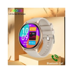 Reloj inteligente Amoled para hombre y mujer, pulsera deportiva con llamadas telefónicas, Bluetooth, NFC, Monitor de temperatura