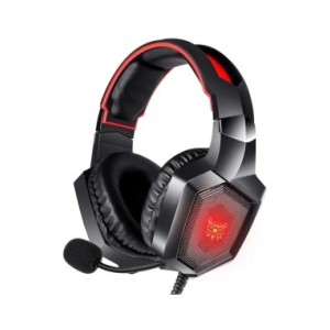 Auriculares LED con cable para juegos, audífonos sobre la oreja con micrófono, sonido envolvente, para PC, ordenador portátil, P