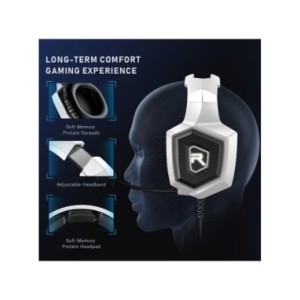 Auriculares LED con cable para juegos, audífonos sobre la oreja con micrófono, sonido envolvente, para PC, ordenador portátil, P