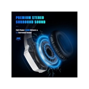 Auriculares LED con cable para juegos, audífonos sobre la oreja con micrófono, sonido envolvente, para PC, ordenador portátil, P