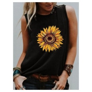 Camiseta sin mangas de girasol estético para mujer, camisa floreciente para niña, camiseta sin mangas para amantes de la natural