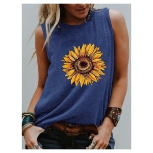 Camiseta sin mangas de girasol estético para mujer, camisa floreciente para niña, camiseta sin mangas para amantes de la natural