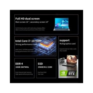 Byone-ordenador portátil para videojuegos, Notebook con pantalla táctil de 16 y 14 pulgadas, Intel Core I7 10750H, Windows 10 Byone-ordenador portátil para videojuegos, Notebook con pantalla táctil de 16 y 14 pulgadas, Intel Core I7 10750H, Windows 10