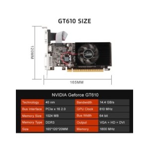 Tarjeta gráfica GT610, 1GB, 2GB, pantalla de vídeo de ordenador, 810MHZ, interfaz DDR3, piezas de repuesto para componentes de m