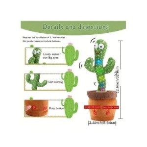 Juguetes de Cactus parlantes para bebés, niños y niñas, cantar, imitar, grabar, repetir lo que dices, Sunny Cactus Up Plus, 1 ud