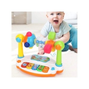 Juguetes de Piano para bebés, Teclado de Piano giratorio con sonido ligero, juguetes musicales para niños pequeños, juguete de m