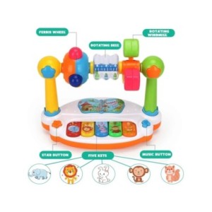 Juguetes de Piano para bebés, Teclado de Piano giratorio con sonido ligero, juguetes musicales para niños pequeños, juguete de m