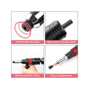 Adaptador de pistola eléctrica profesional para tuercas de remaches, herramientas de remachado inalámbrico automático con llave 