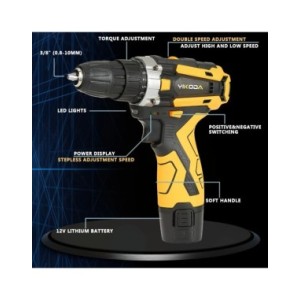 YIKODA-taladro inalámbrico de 12/16.8/21V, destornillador eléctrico recargable con batería de litio, herramientas eléctricas mul