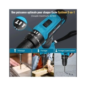 Taladro de impacto inalámbrico, destornillador eléctrico, martillo eléctrico, Mini taladro de mano, batería de iones de litio, h