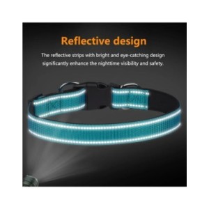 Collar reflectante para perros medianos y grandes, acolchado de neopreno suave, nailon transpirable, ajustable, 25 a 60 centímet