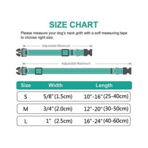 Collar reflectante para perros medianos y grandes, acolchado de neopreno suave, nailon transpirable, ajustable, 25 a 60 centímet