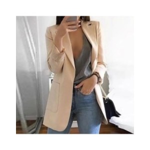 Hirigin-Chaqueta larga para mujer, abrigo ajustado para oficina, chaqueta de trabajo, moda coreana informal, primavera y otoño, 