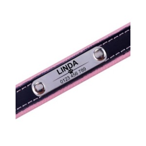 AiruiDog-Collar de cuero para perro, ajustable, personalizado, nombre de identificación para cachorro, grabado personalizado, XS