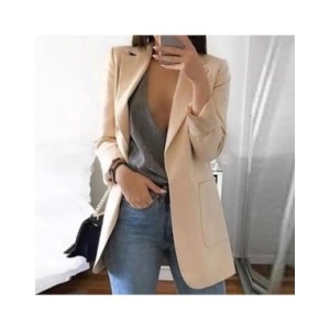 Hirigin-Chaqueta larga para mujer, abrigo ajustado para oficina, chaqueta de trabajo, moda coreana informal, primavera y otoño, 