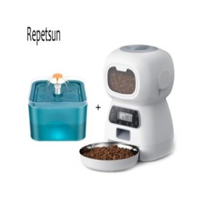 Alimentador automático inteligente para perros y gatos, dispensador de comida seca de 3,5 litros, alimentador de agua de 2L, apt
