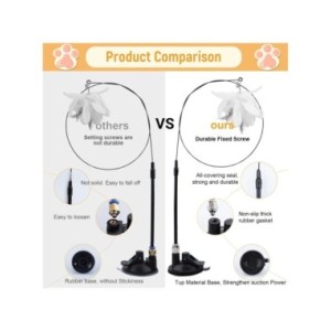 Varita de plumas para gatos, interactivo con superventosa juguete, desmontable, 2 piezas, recambios de plumas, Accesorios para g