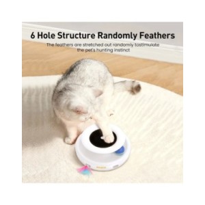 Robeco-juguetes inteligentes 2 en 1 para gato y perro, juego automático de plumas y bolas divertidas, 5 modos, accesorios intera