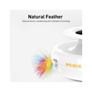 Robeco-juguetes inteligentes 2 en 1 para gato y perro, juego automático de plumas y bolas divertidas, 5 modos, accesorios intera