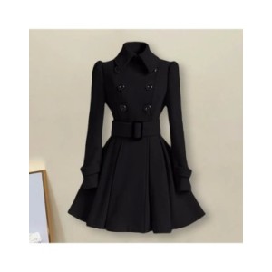 Gabardina de doble botonadura para mujer, abrigo grueso clásico de moda europea con hebilla de cinturón, ropa de abrigo informal Gabardina de doble botonadura para mujer, abrigo grueso clásico de moda europea con hebilla de cinturón, ropa de abrigo informal