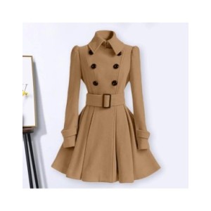 Gabardina de doble botonadura para mujer, abrigo grueso clásico de moda europea con hebilla de cinturón, ropa de abrigo informal