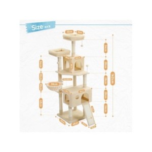 Árbol multinivel para gatos con cómodas perchas, marco de escalada estable, tablero para rascar, juguetes, muebles para gatos, E