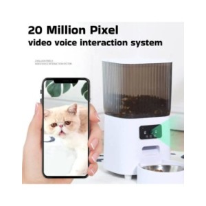 Alimentador automático para gatos con cámara HD, dispensador de comida interactivo inteligente para mascotas, temporizador, tazó