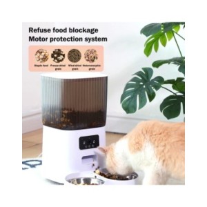 Alimentador automático para gatos con cámara HD, dispensador de comida interactivo inteligente para mascotas, temporizador, tazó