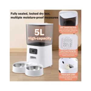 Alimentador automático para gatos con cámara HD, dispensador de comida interactivo inteligente para mascotas, temporizador, tazó