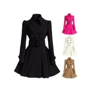 Gabardina de doble botonadura para mujer, abrigo grueso clásico de moda europea con hebilla de cinturón, ropa de abrigo informal