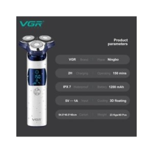 VGR-Afeitadora eléctrica Original para hombre, máquina de afeitar Facial recargable, en seco y húmedo, con batería de litio