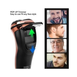 Afeitadora eléctrica inalámbrica para hombres, máquina de afeitar Facial recargable con pantalla LCD, potente, 3D flotante, para