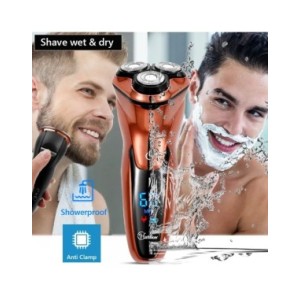 Afeitadora eléctrica inalámbrica para hombres, máquina de afeitar Facial recargable con pantalla LCD, potente, 3D flotante, para