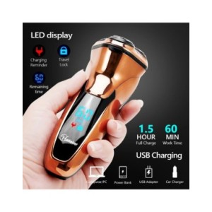 Afeitadora eléctrica inalámbrica para hombres, máquina de afeitar Facial recargable con pantalla LCD, potente, 3D flotante, para