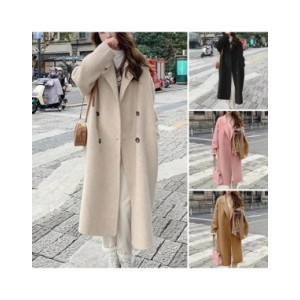 Abrigo de longitud media con doble bolsillo para mujer, abrigo elegante de doble botonadura con solapa de longitud media, cálido