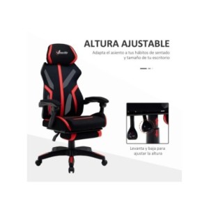 Vinsetto Silla Gaming Giratoria con Reposapiés Retráctil Silla de Oficina Reclinable Reposacabezas 65x65x119-129 cm Negro Rojo Vinsetto Silla Gaming Giratoria con Reposapiés Retráctil Silla de Oficina Reclinable Reposacabezas 65x65x119-129 cm Negro Rojo