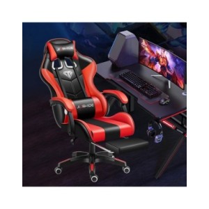 Silla ergonómica para juegos con reposapiés y función de masaje para una máxima comodidad Silla ergonómica para juegos con reposapiés y función de masaje para una máxima comodidad
