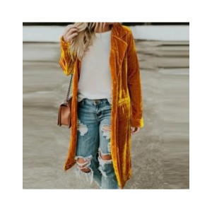 Gabardina larga de terciopelo para mujer, cárdigan frontal abierto, Tops Vintage, ropa de casa informal, abrigo largo para mujer