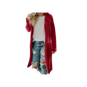 Gabardina larga de terciopelo para mujer, cárdigan frontal abierto, Tops Vintage, ropa de casa informal, abrigo largo para mujer Gabardina larga de terciopelo para mujer, cárdigan frontal abierto, Tops Vintage, ropa de casa informal, abrigo largo para mujer