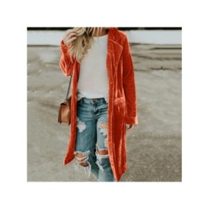 Gabardina larga de terciopelo para mujer, cárdigan frontal abierto, Tops Vintage, ropa de casa informal, abrigo largo para mujer