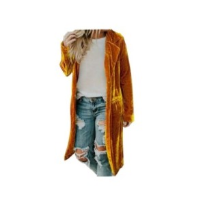 Gabardina larga de terciopelo para mujer, cárdigan frontal abierto, Tops Vintage, ropa de casa informal, abrigo largo para mujer