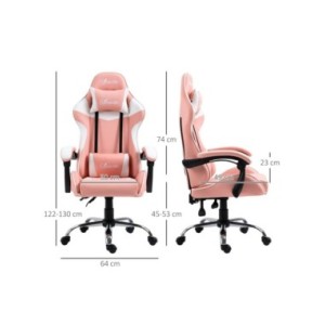Vinsetto Silla Gaming Ergonómica Silla de Escritorio Racing Giratoria con Altura Ajustable Reclinable de 135° Reposacabezas y Co Vinsetto Silla Gaming Ergonómica Silla de Escritorio Racing Giratoria con Altura Ajustable Reclinable de 135° Reposacabezas y Co
