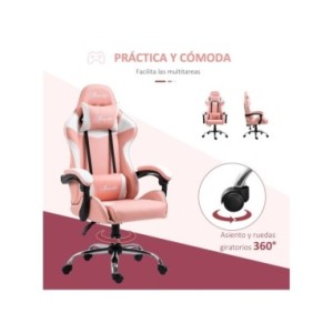 Vinsetto Silla Gaming Ergonómica Silla de Escritorio Racing Giratoria con Altura Ajustable Reclinable de 135° Reposacabezas y Co Vinsetto Silla Gaming Ergonómica Silla de Escritorio Racing Giratoria con Altura Ajustable Reclinable de 135° Reposacabezas y Co